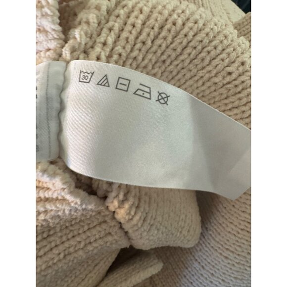 Abercrombie & Fitch XL Beige Ribbed Heavy Knit Cardigan Sweater Pockets Cottage - Picture 5 of 11
